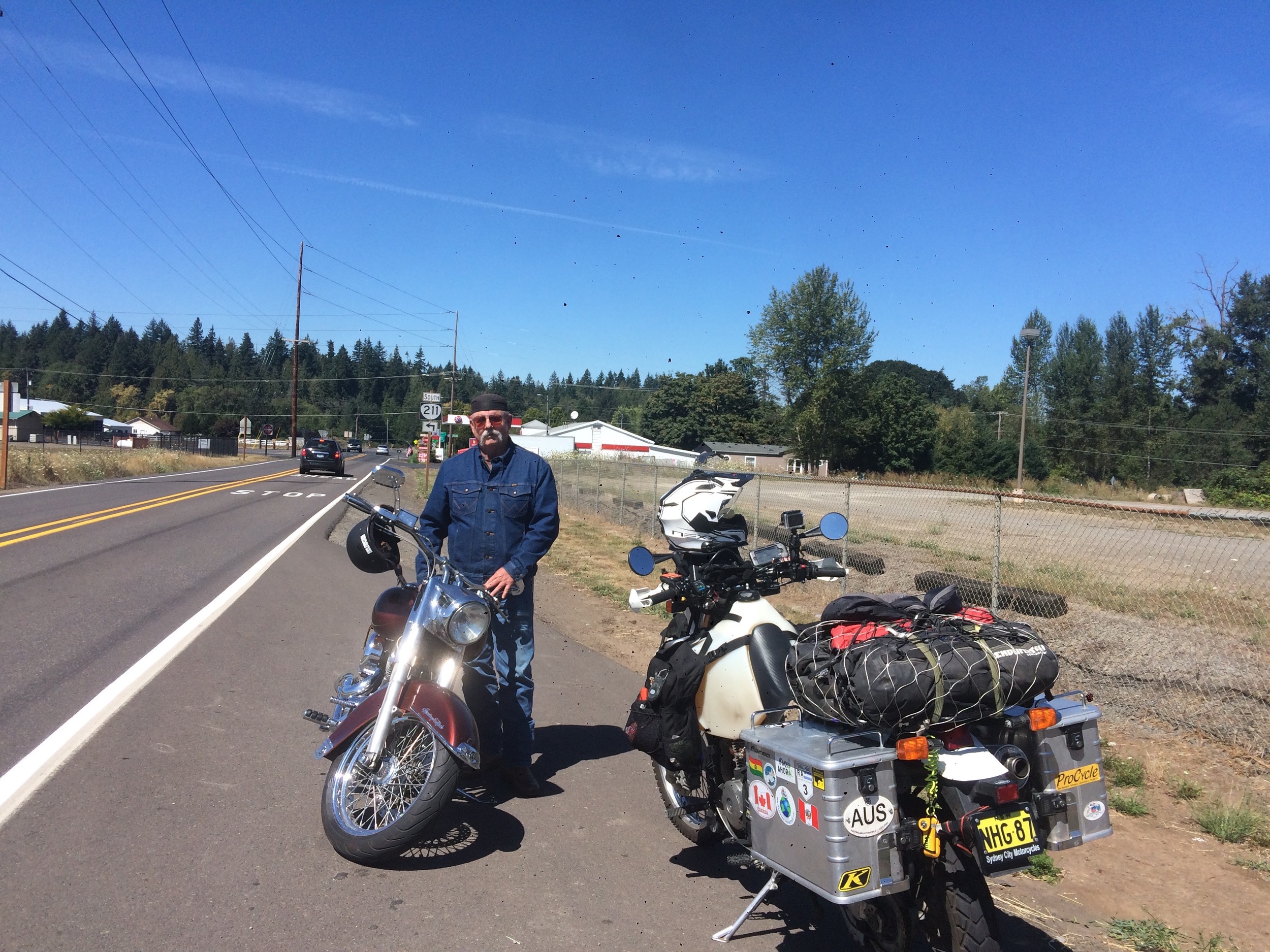Here's Thad and his '91 Harley, another cool and interesting character we met on the road.