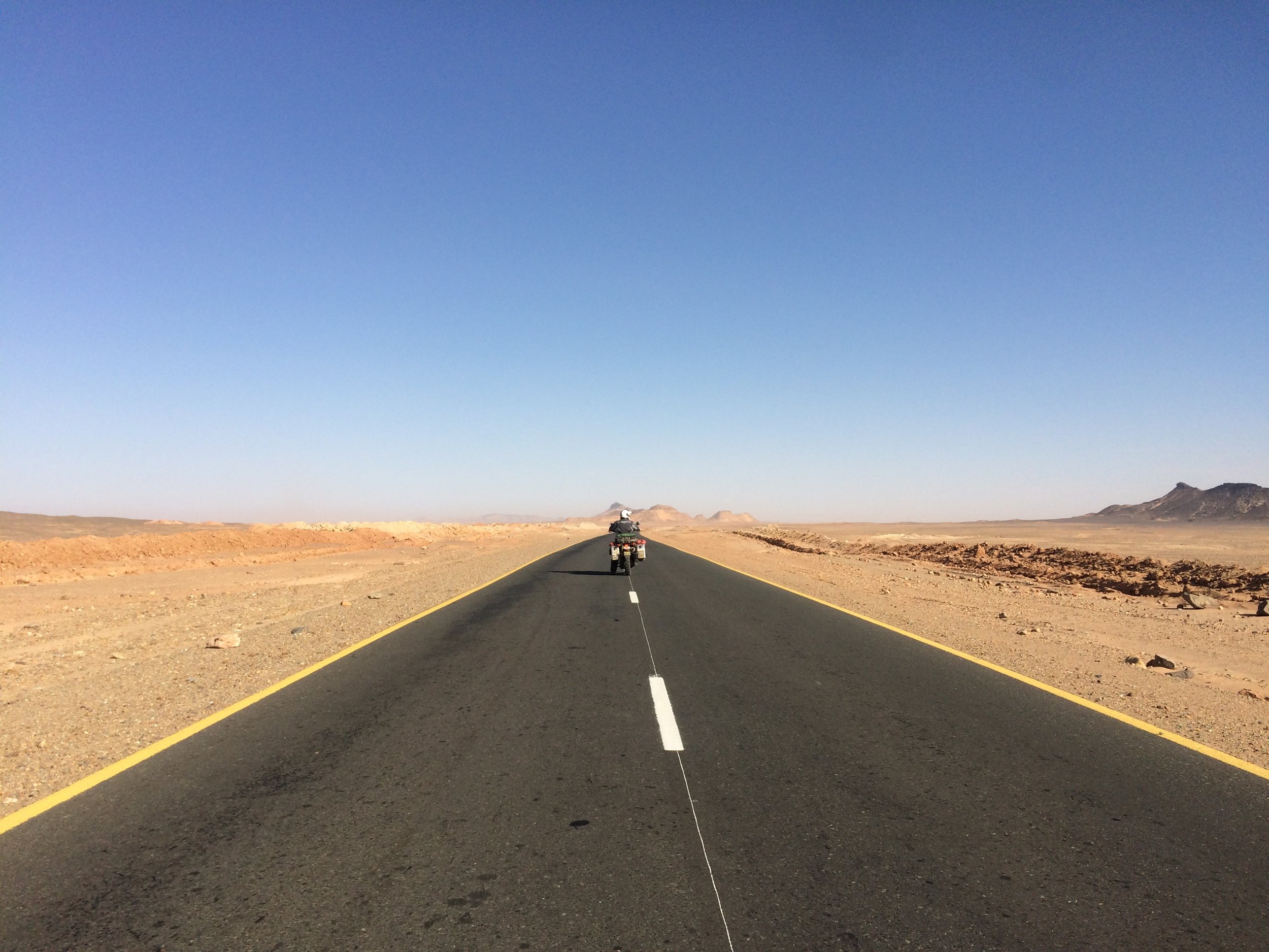 It starts off as a lovely day for riding through the Sahara Desert.