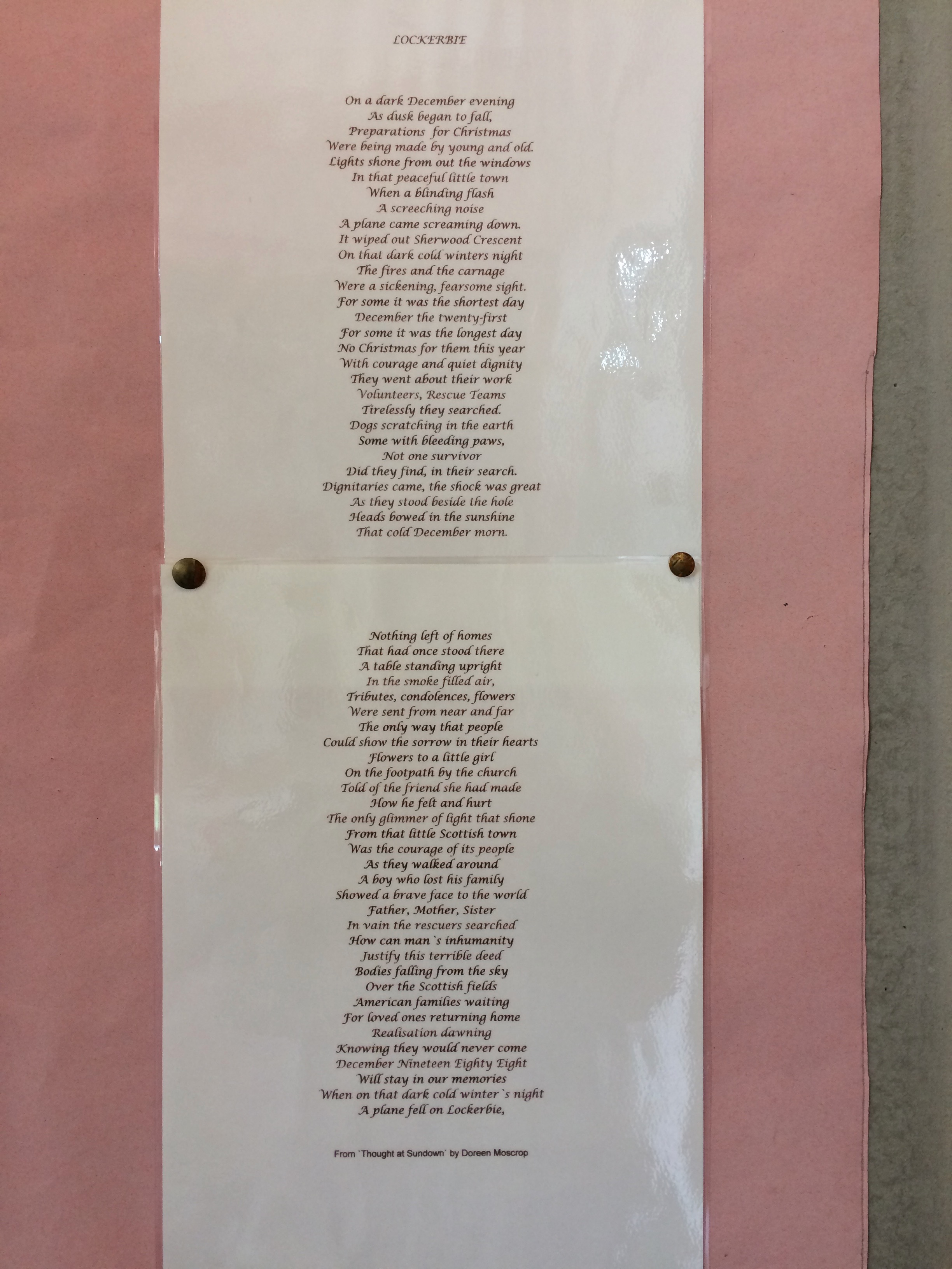 Lockerbie - poem about the air crash