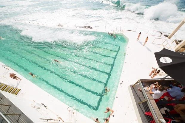 Framed Print Of Waves Crashing Over Icebergs Swimming Pool At Bondi Beach 