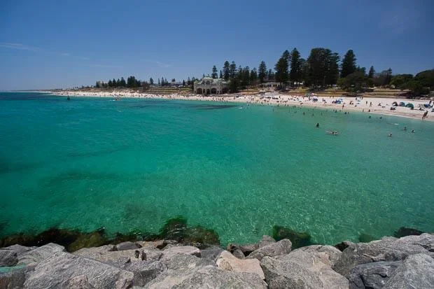 Stunning View Across The Blue Water Of Cottesloe Beach In Perth