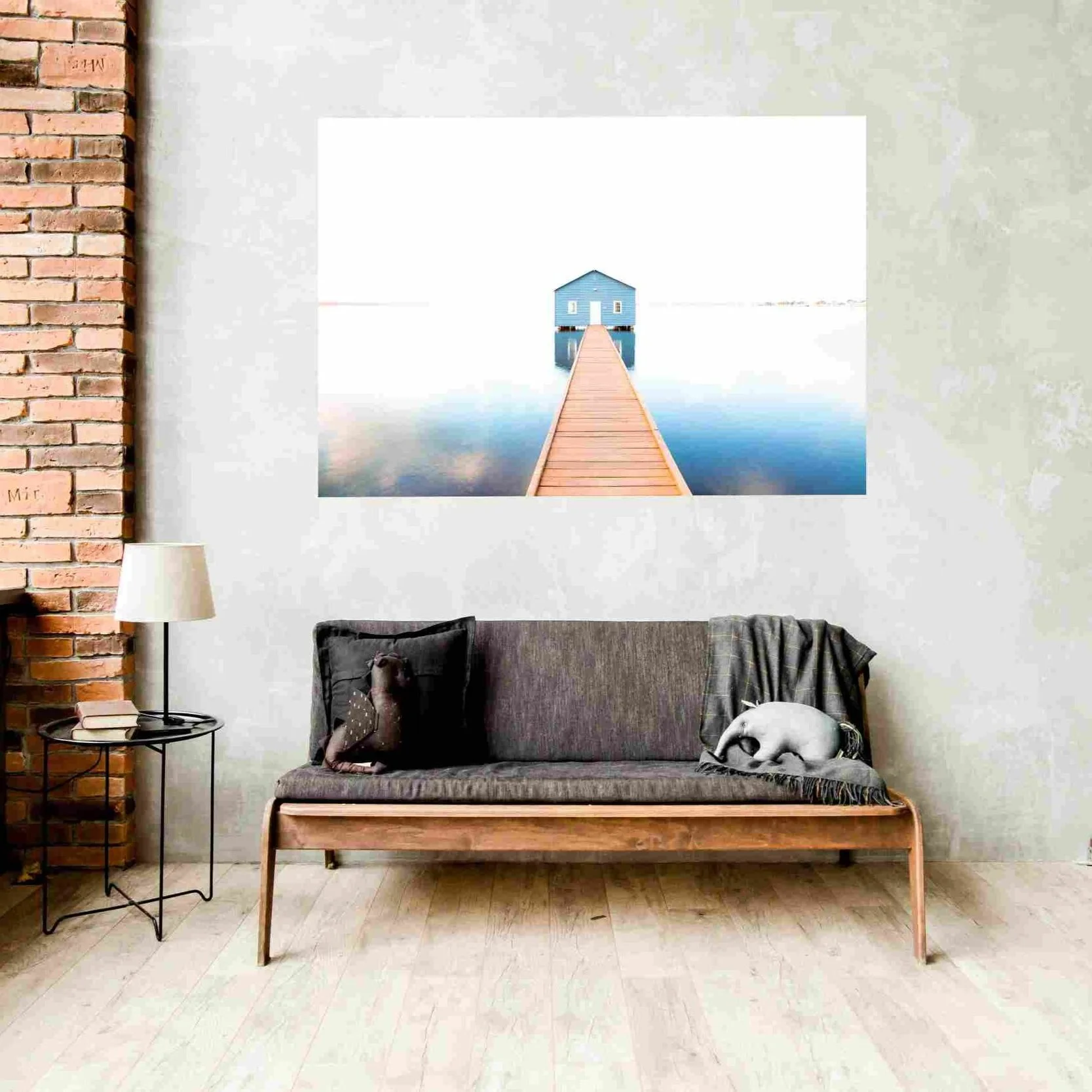 150cm x 100cm Acrylic Face Mount Of The Crawley Boat Shed In Living Room