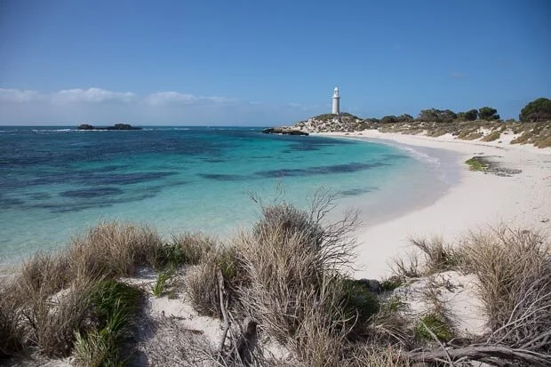 Beautiful Landscape Print: White Sandy Beach and Lighthouse On Rottnest Island Western Australia