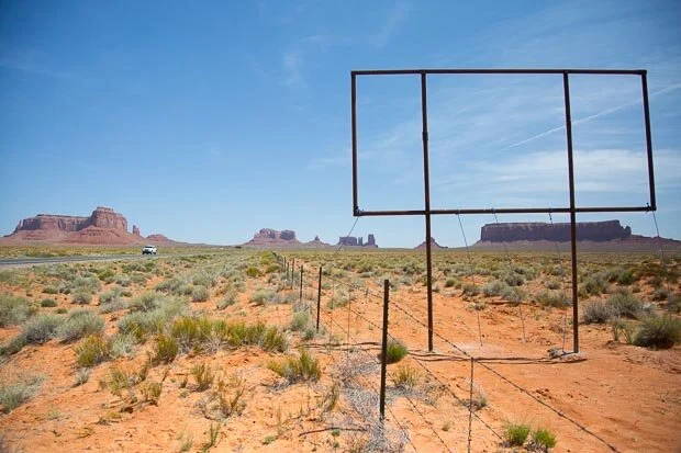 An Empty Billboard Sits On The Side Of The Highway In Monument Valley Utah