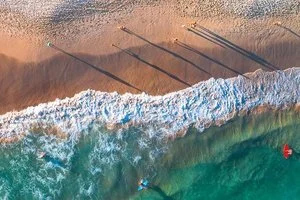Gorgeous Drone Photograph Of Sunset At Bondi Beach With Long Shadows