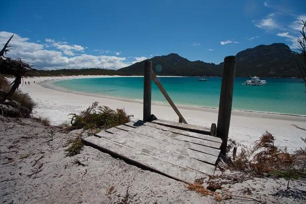 Beautiful View Of A Deserted Wineglass Bay In Freycinet National Park Tasmanai