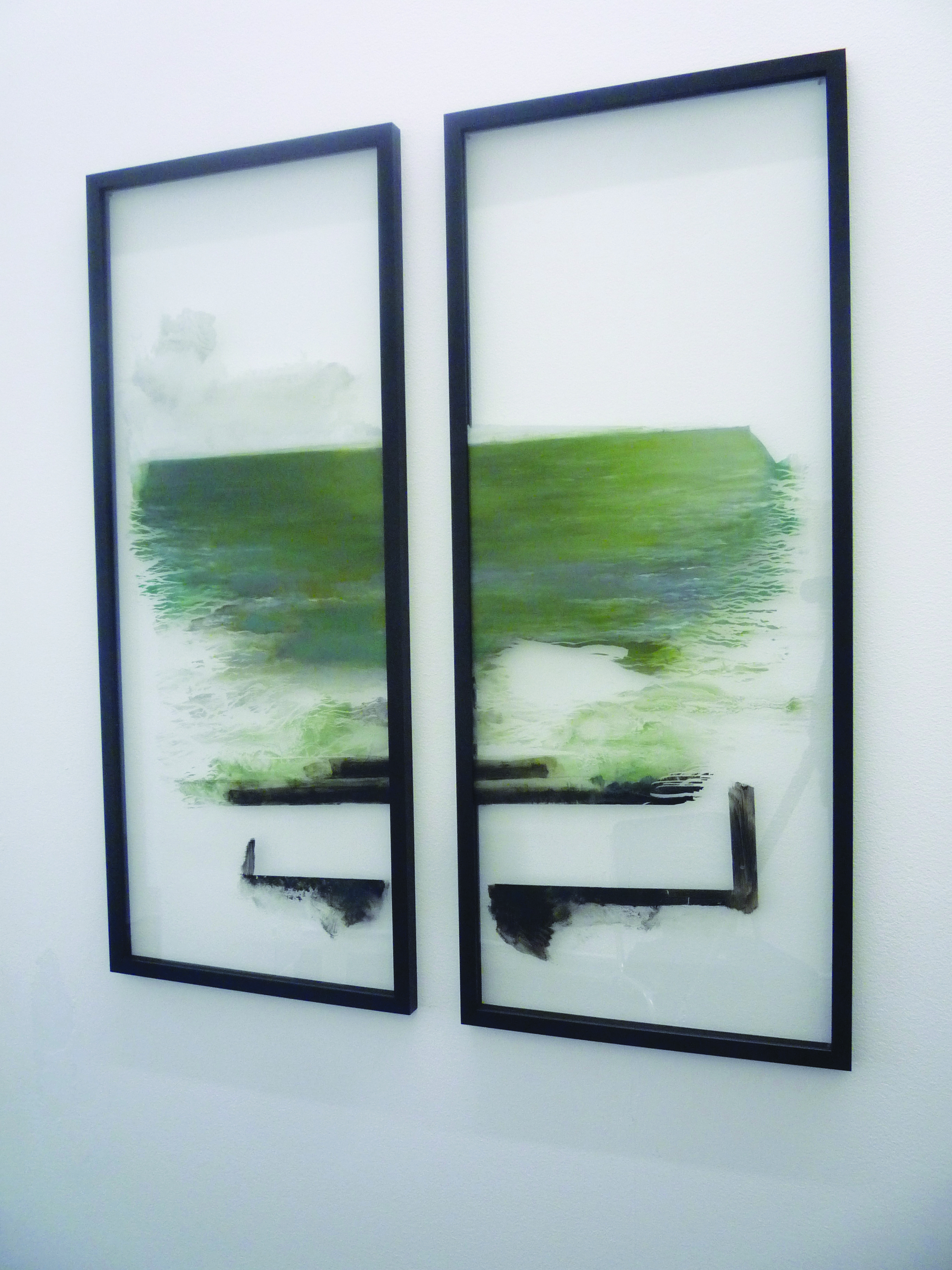  o.T. (Diptychon), 2012, Oil paint on glass, each 100 x 40&nbsp; 