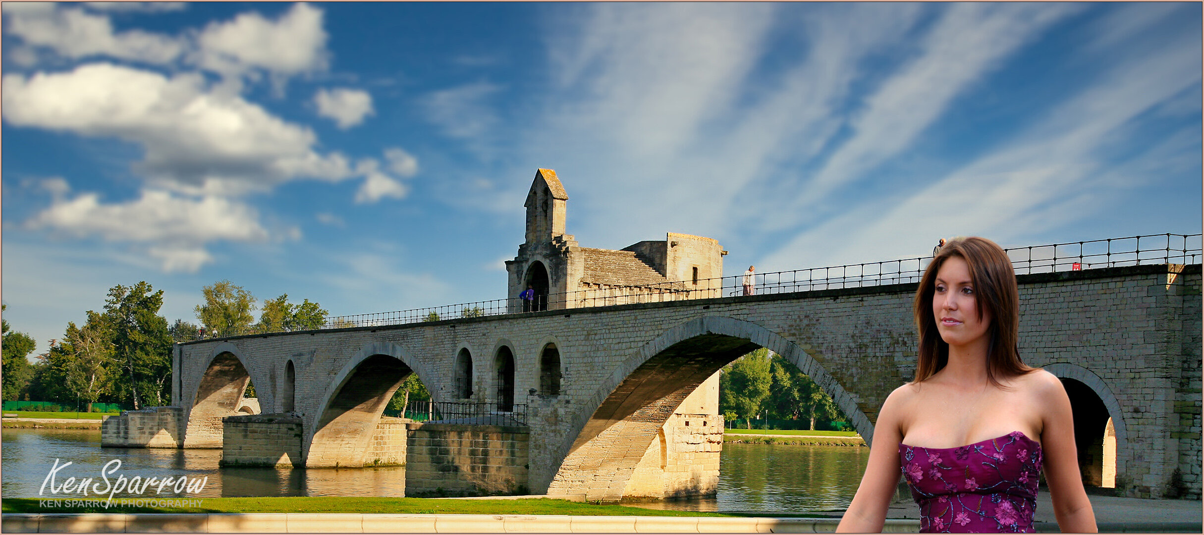 396  Angela at the Avignon Bridge