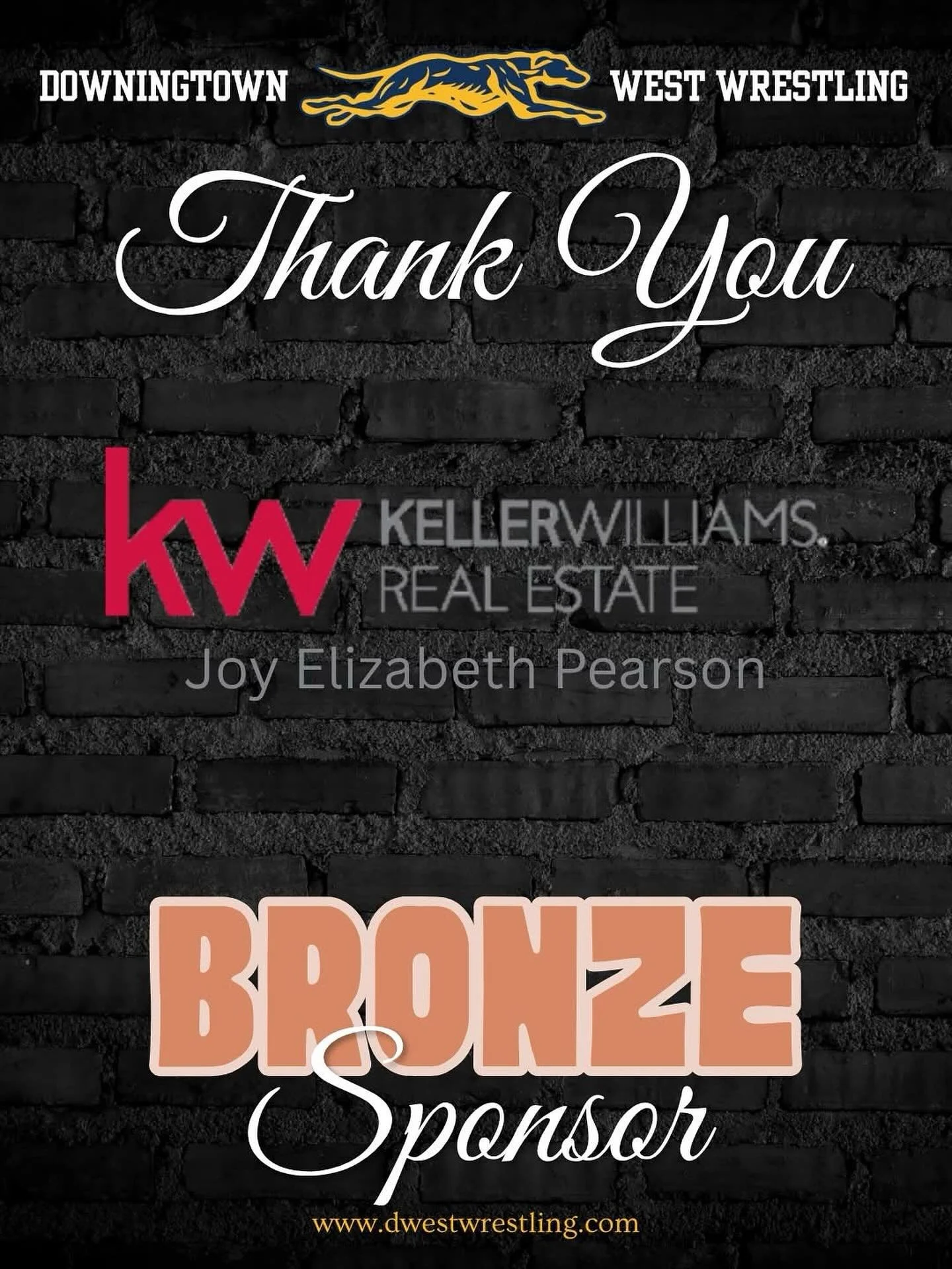 🌟 Grateful for Our Bronze Sponsor: Keller Williams- Joy Elizabeth Pearson! 🌟

A big shoutout to Joy Elizabeth Pearson with Keller Williams for being a Bronze Sponsor of the Downingtown West Wrestling team this season! 

Your support is invaluable t