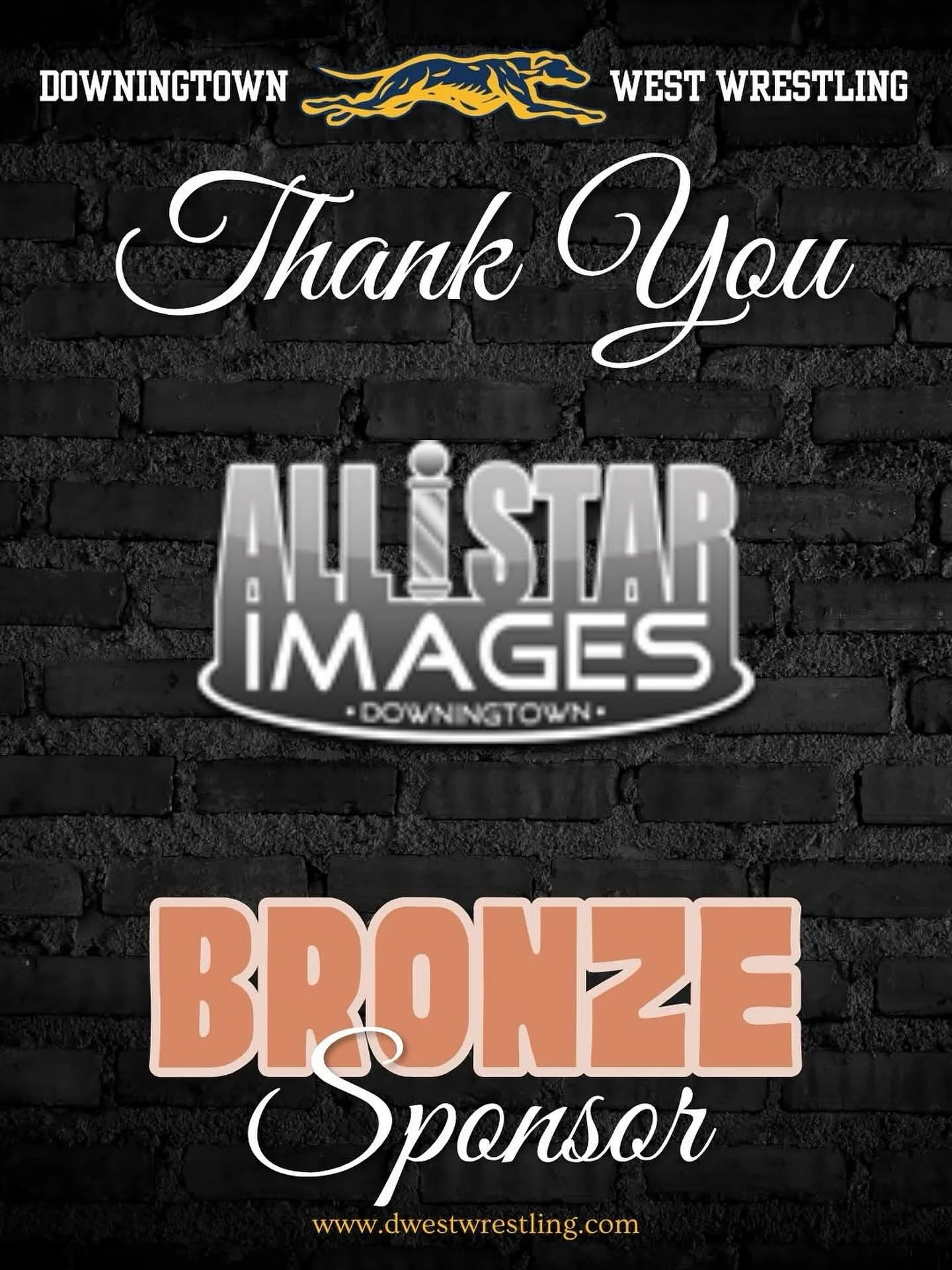 Grateful for Our Bronze Sponsor: All Star Images !

A huge thank you to All Star Images for their incredible support as a Bronze Sponsor of the Downingtown West Wrestling team this season! We are truly grateful for their generosity and commitment to 
