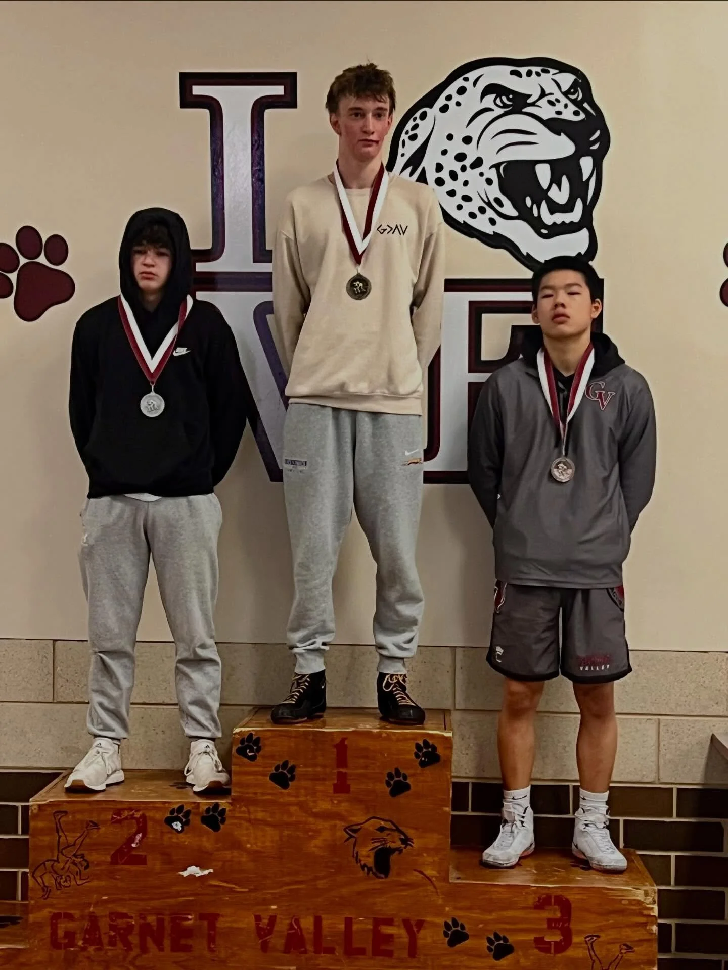 Our JV line up traveled to Garnet Valley this weekend for their annual Welcome to the Jungle JV tournament. 
West had an excellent showing with a 2nd place team finish and 7 medalist earning a ton of mat time and growth.  Way to go west!!! 

107-Joel