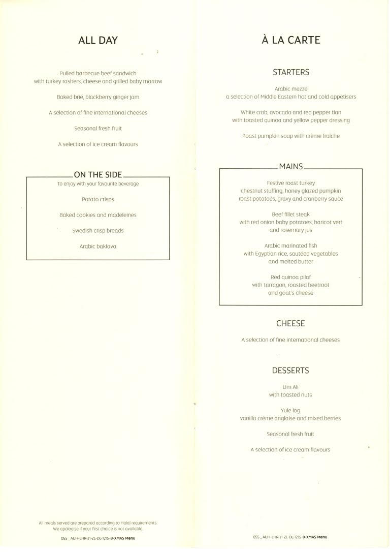 The extensive menu