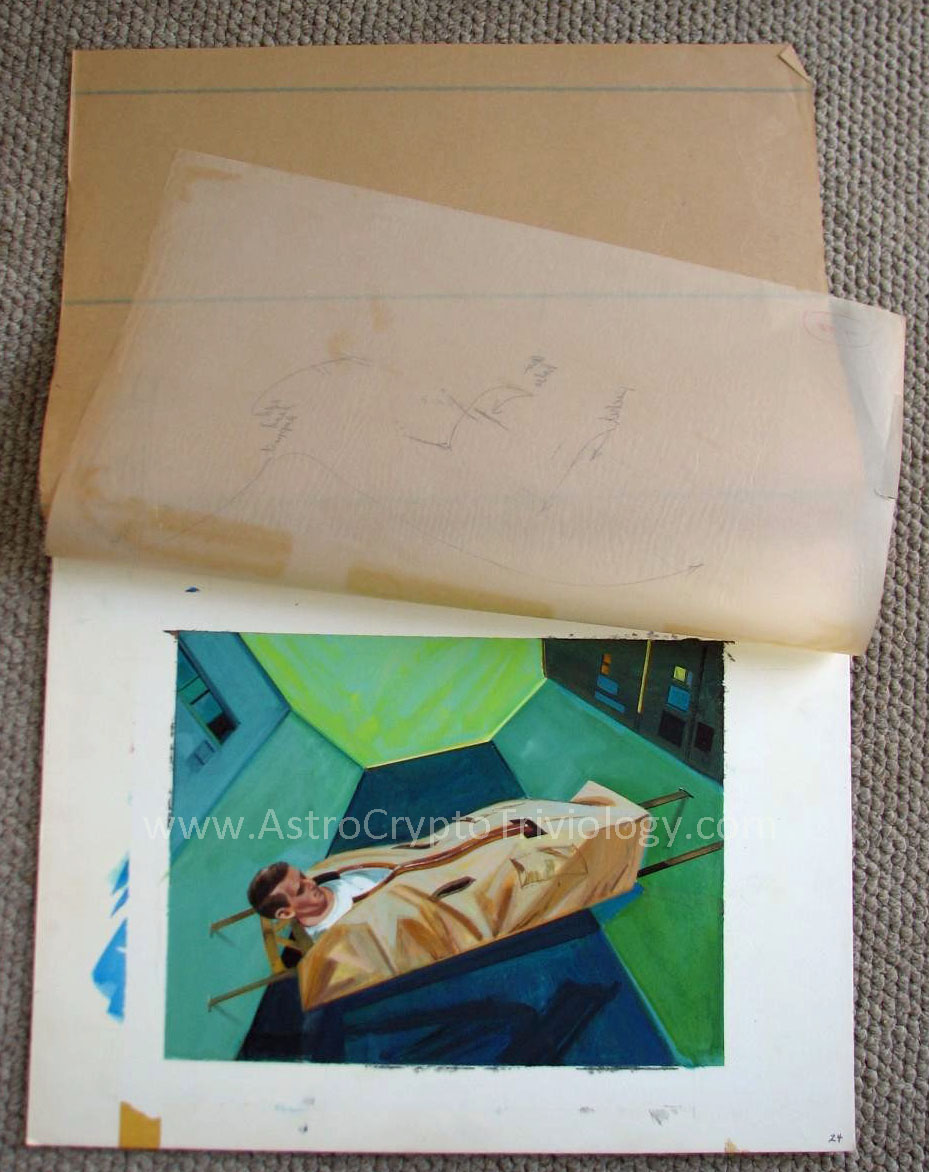 In this photograph of painting 24, the cover sheet and onion skin sheet are visible, but no acetate sheet is present. (Credit: Jon Rogers, 2012)