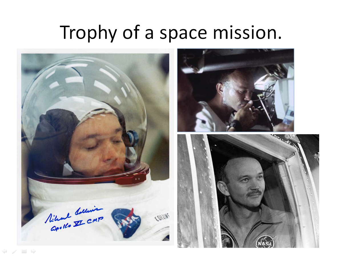 Figure 5. Michael Collins before, during and after Apollo 11. (Credits: NASA.)