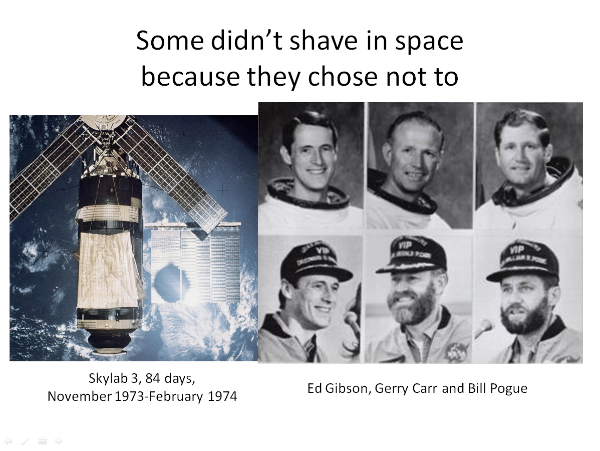 Figure 12. Skylab 3 astronauts before and after 84-day spaceflight. (Credits: NASA.)