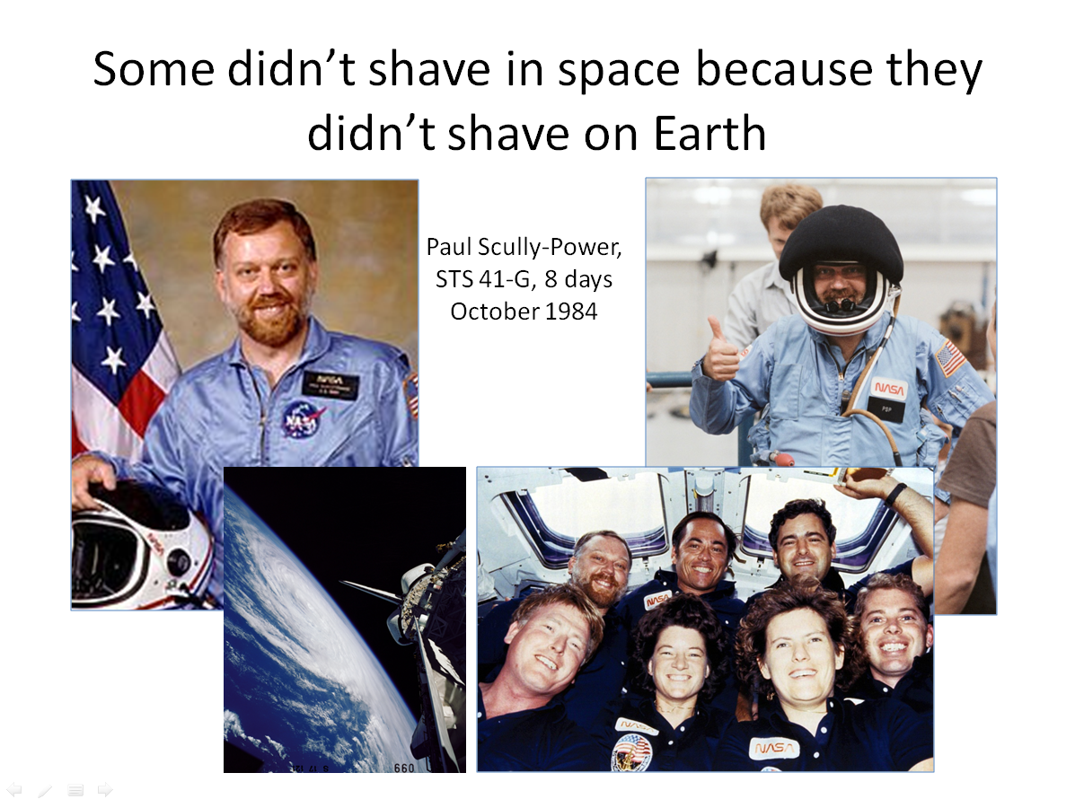 Figure 13. Paul Scully-Power and crewmates on STS 41-G in 1984. (Credits: NASA.)