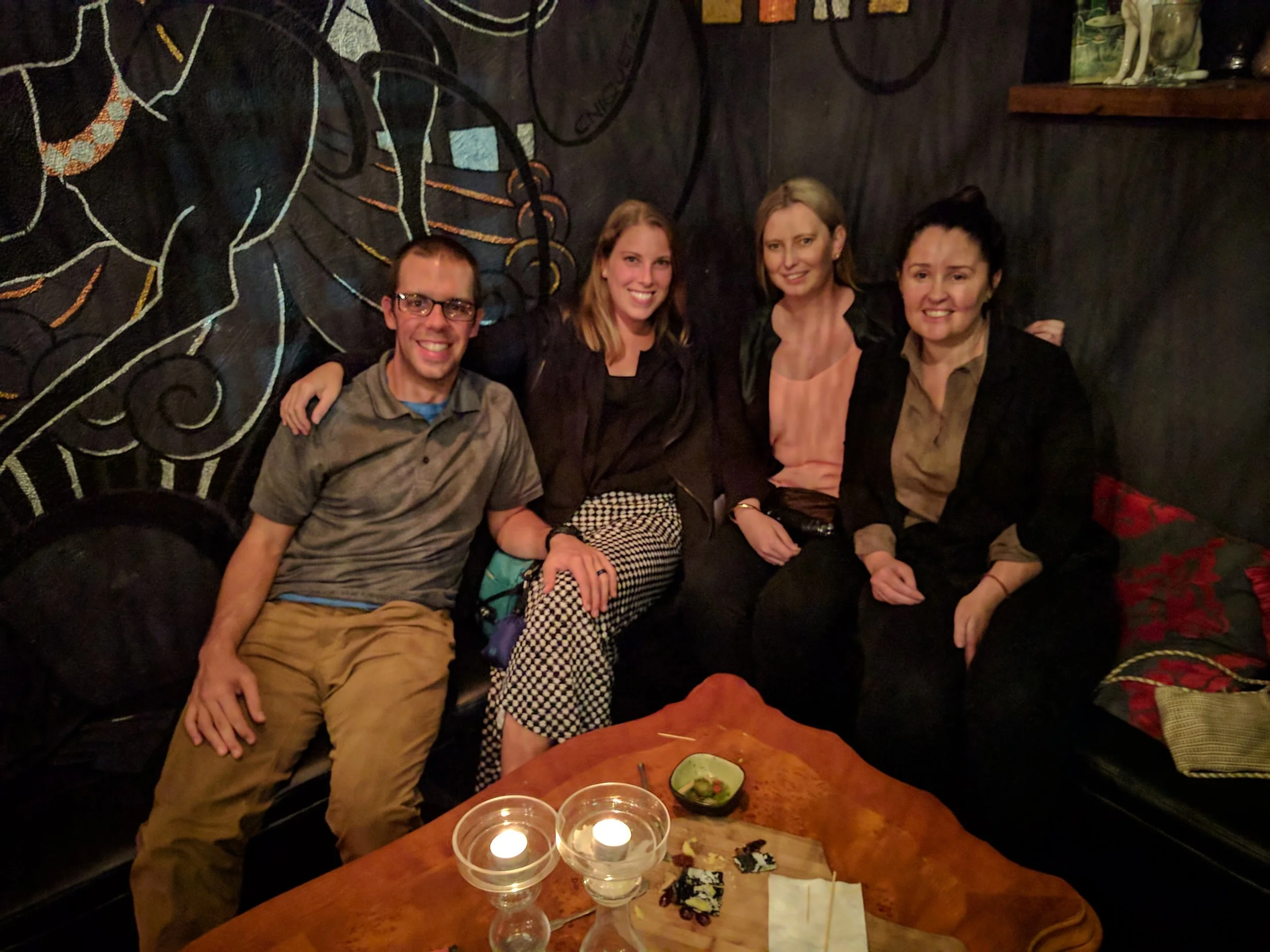 Our friendly bartender kept playing with the lights to take a photo- this is the result. Kind of spooky looking!