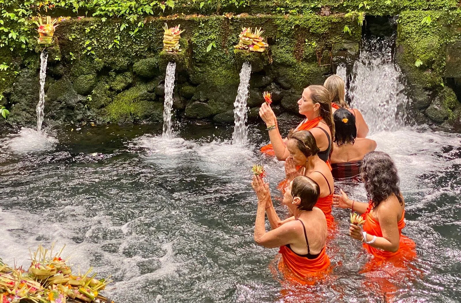 Healing experience during Melukat holy water purification ceremony