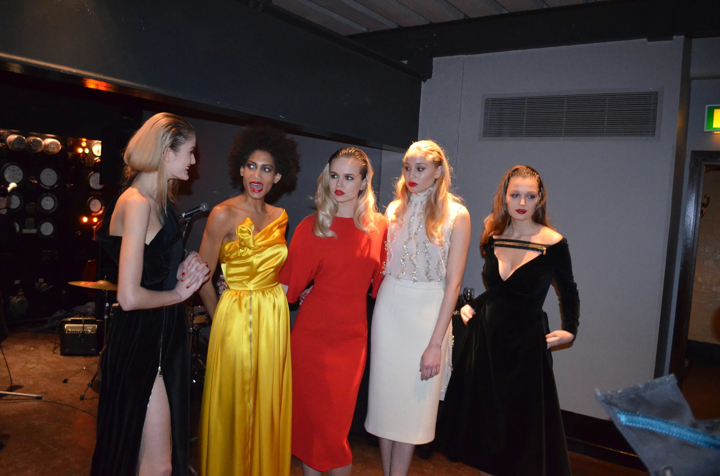 The models showcased the luxe silk and cotton-blended pieces at the party after the presentation.