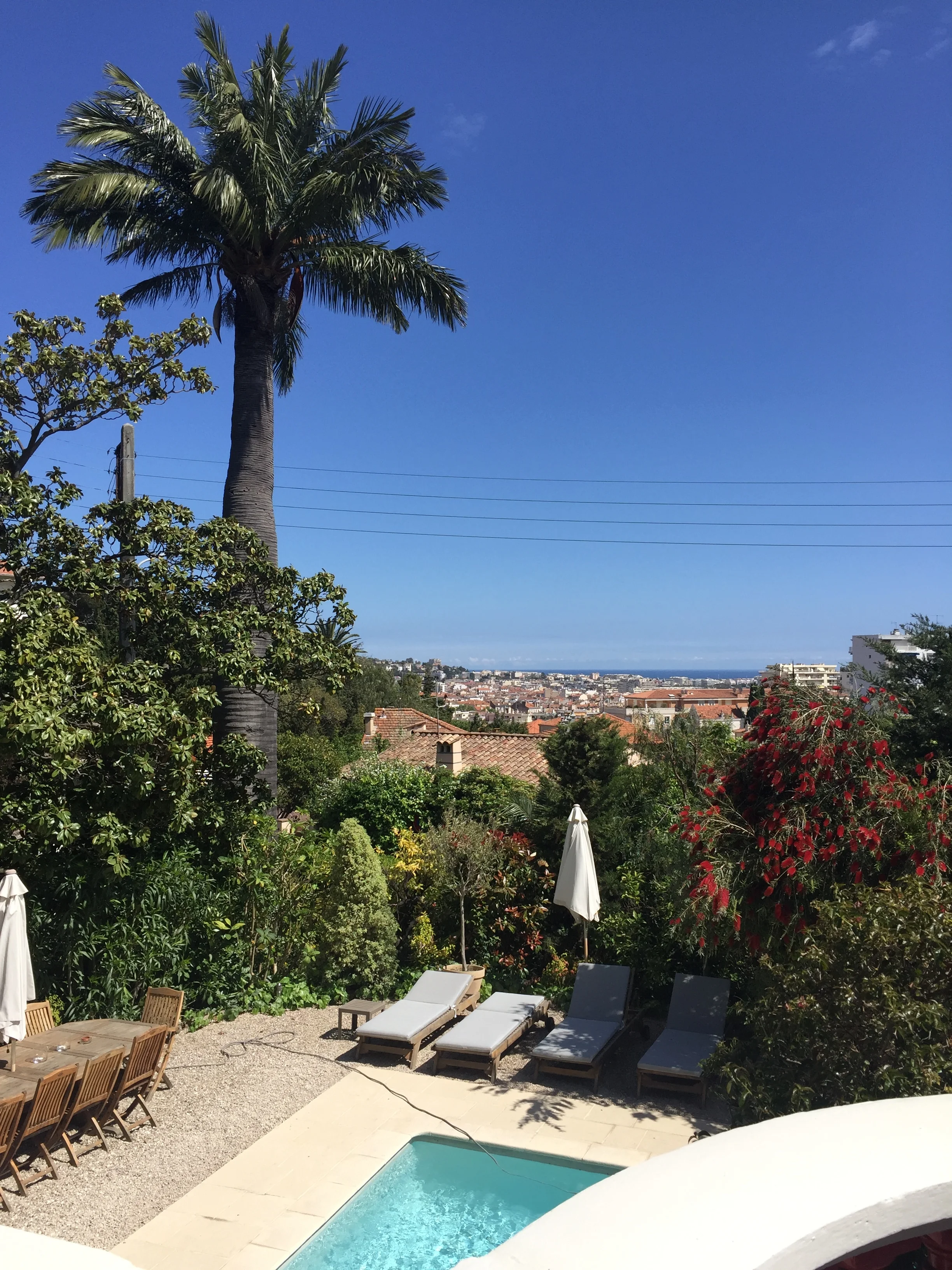 The villa was beautiful - it had a stunning view of Cannes town and the sea.