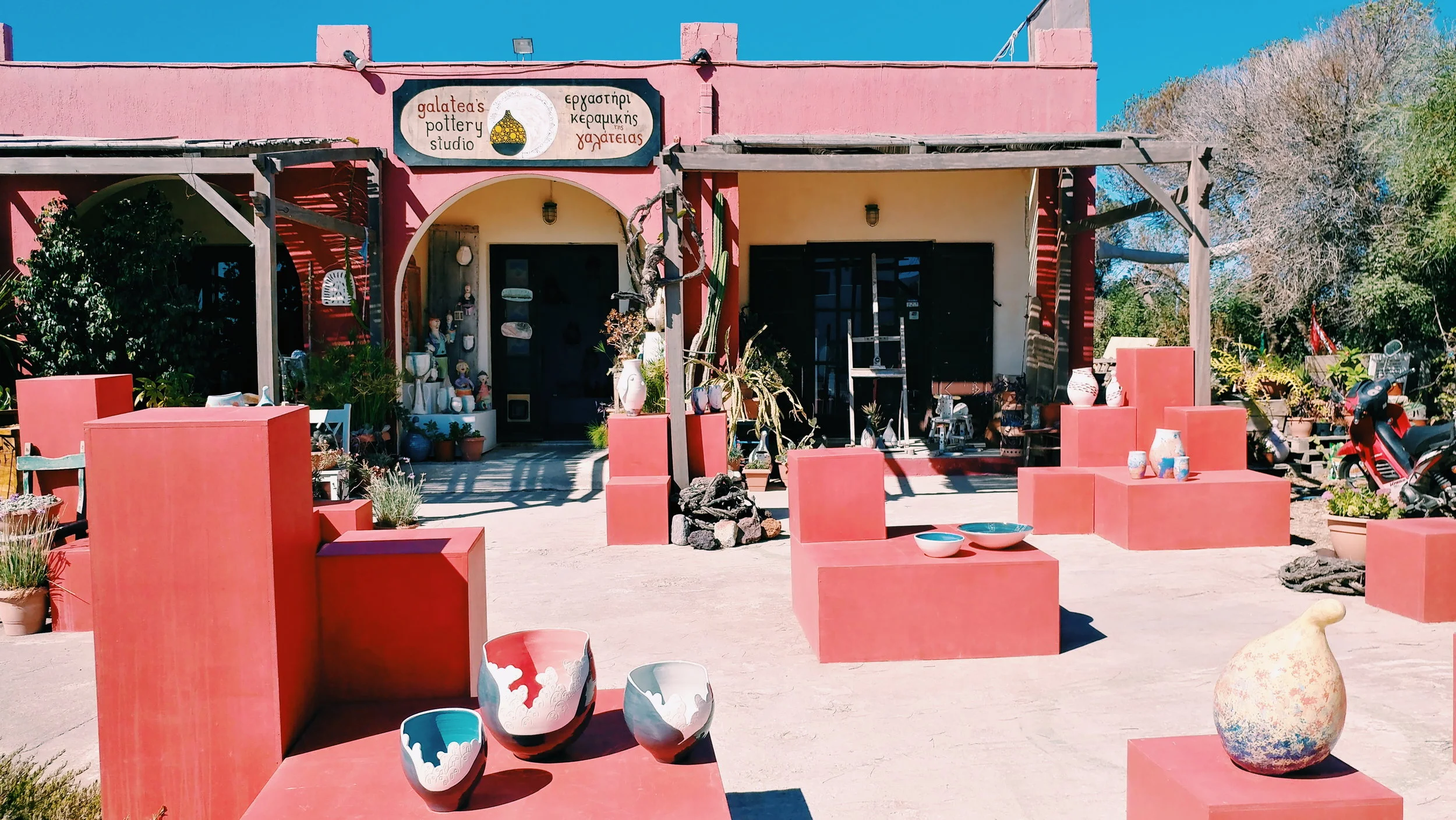 Shop Local. The woman who owns this shop is only here during the season. She told us she wanted a slower life, so after studying ceramics in Athens she moved here and decided to make her art all day. Her work is beautiful.