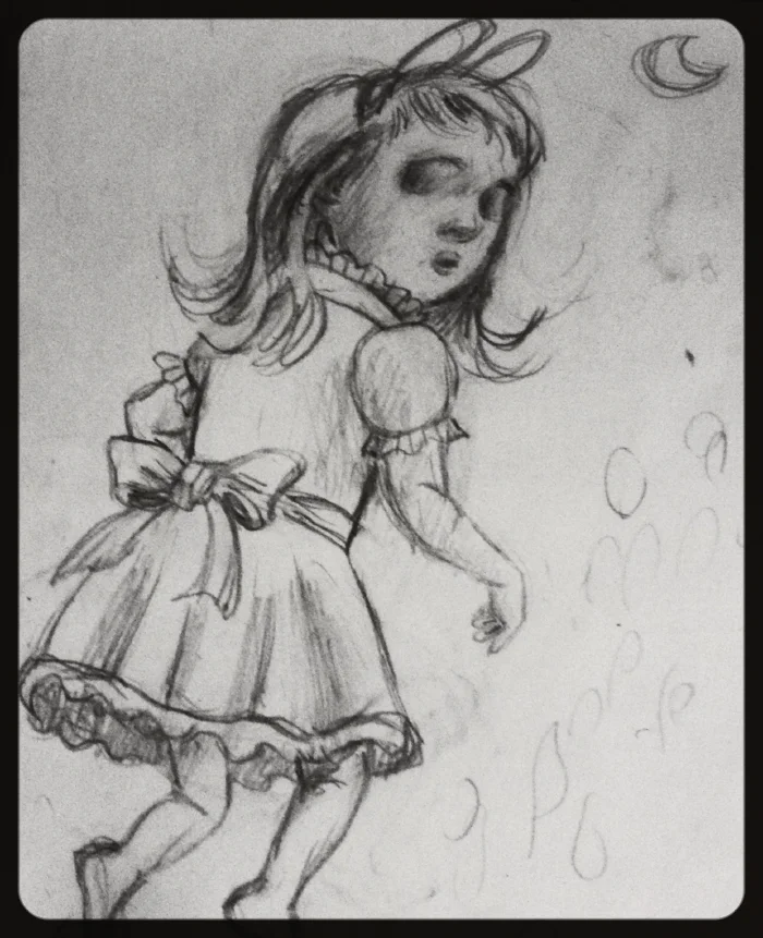 The sketch of the ghost bunny girl.