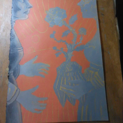 The work in progress of the painting.