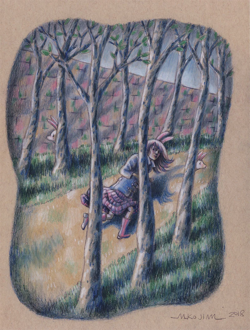 "Is Some Bunny There?", my 2nd drawing for Candy Babel's bunny themed art show. 