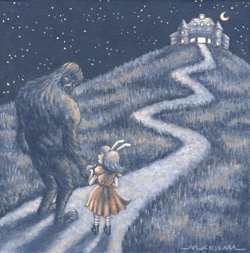 "Pacific Wonderland" painting of a very odd, yet sweet couple.