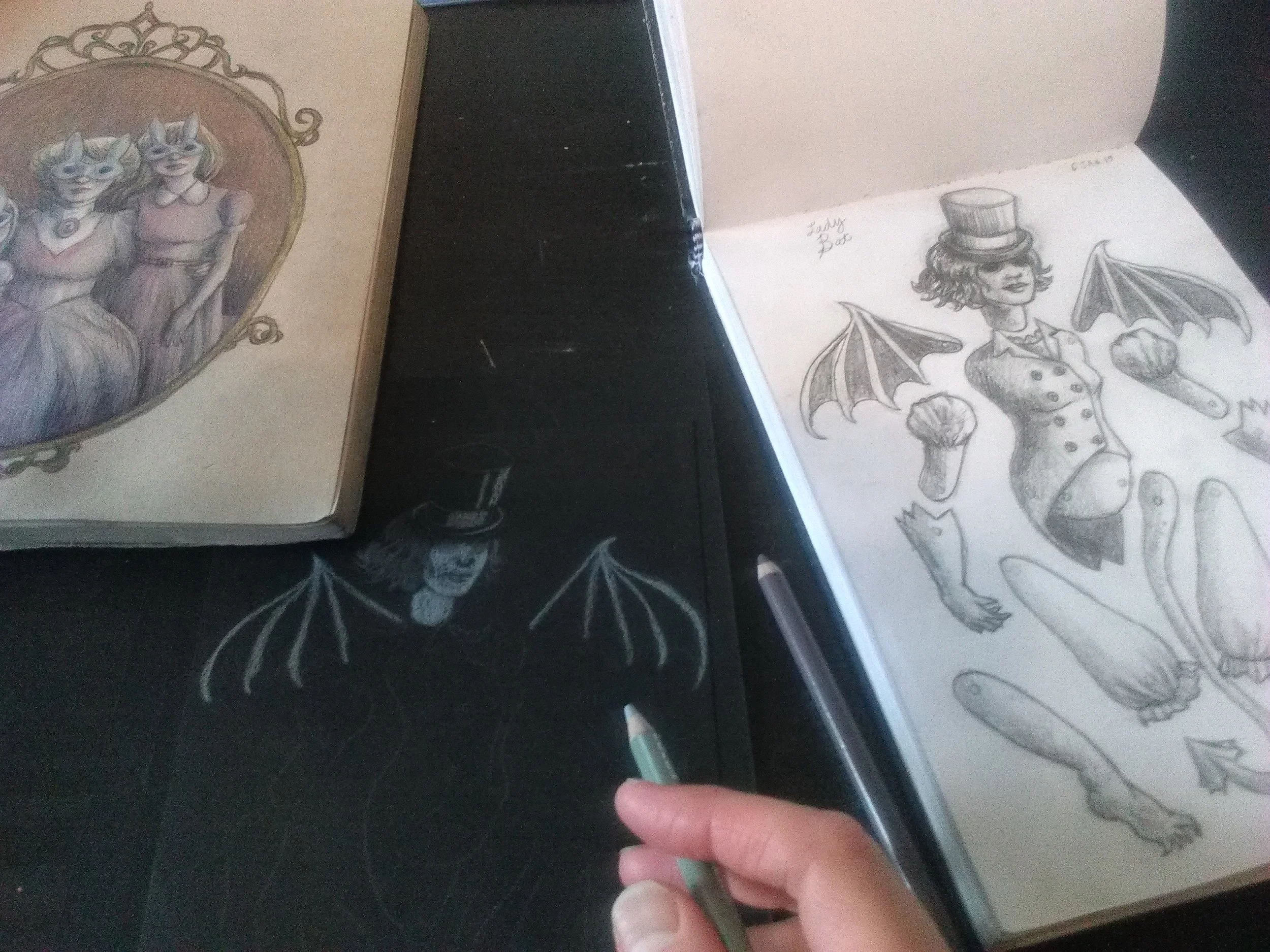 Night Time Magic Girls Art on Desk-WIP.jpg