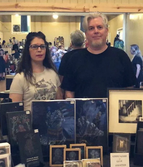 Dave Benz and Me at our Artist Table at The Creeping Museum Artist Market.