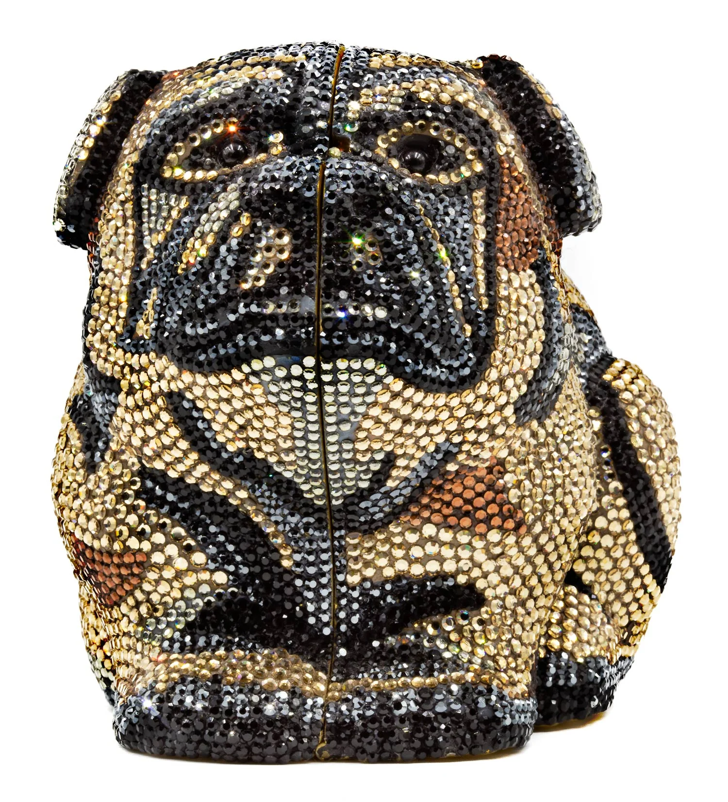 Judith Leiber Pug Bull Dog Wide Belt Swarovski Crystals Black Leather Karung Puppy Luna - Judith Leiber main image 2