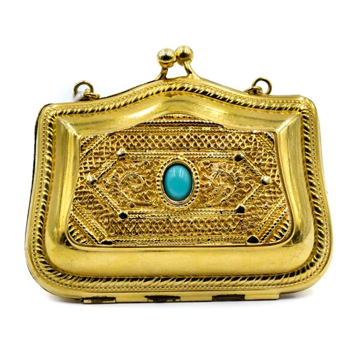 Gold and Blue Stone Bag