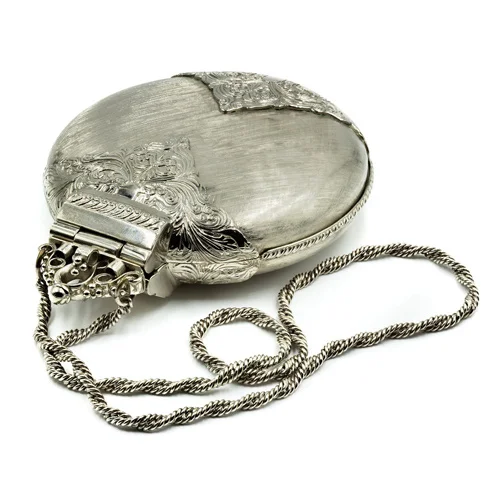 Large Antique Brushed Silver Purse