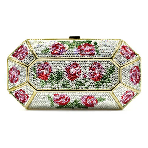 White Purse with Rose Designs