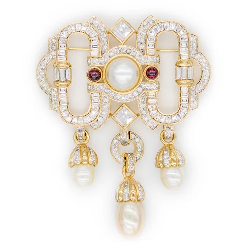 Pearl and Rhinestone Brooch