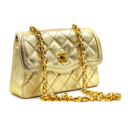 Gold Quilted Leather Chanel Bag 
