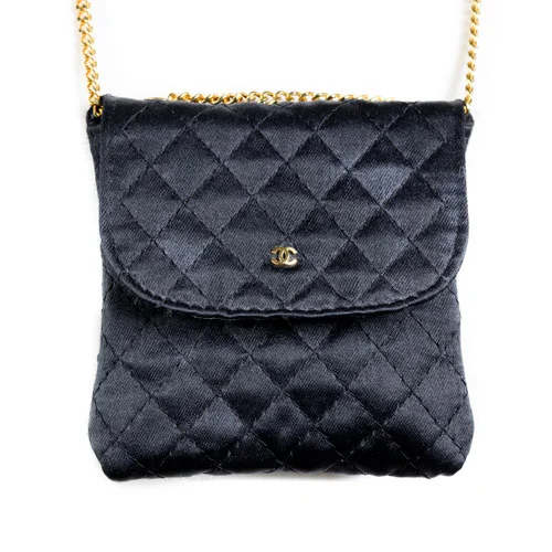 Black Satin Quilted Chanel Mini