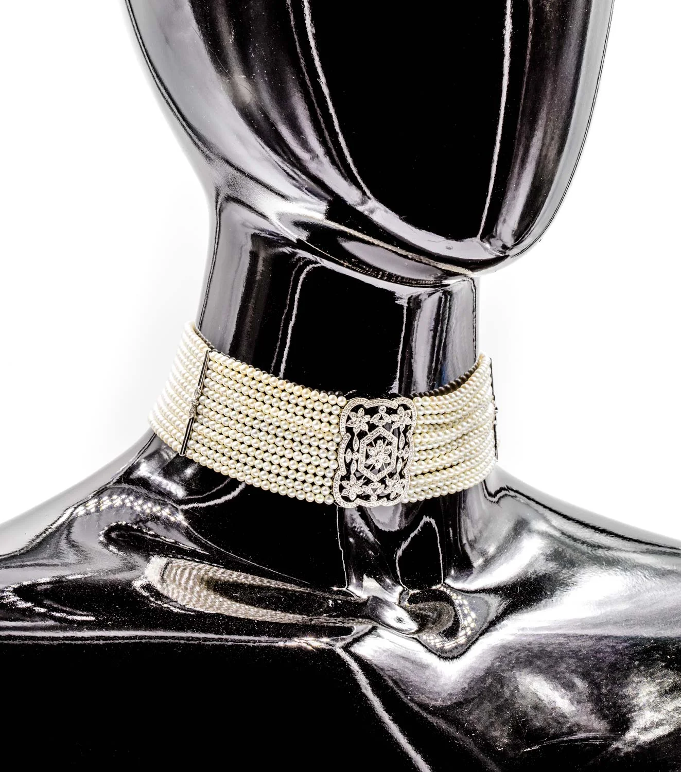 Platinum Diamond Pearl Necklace