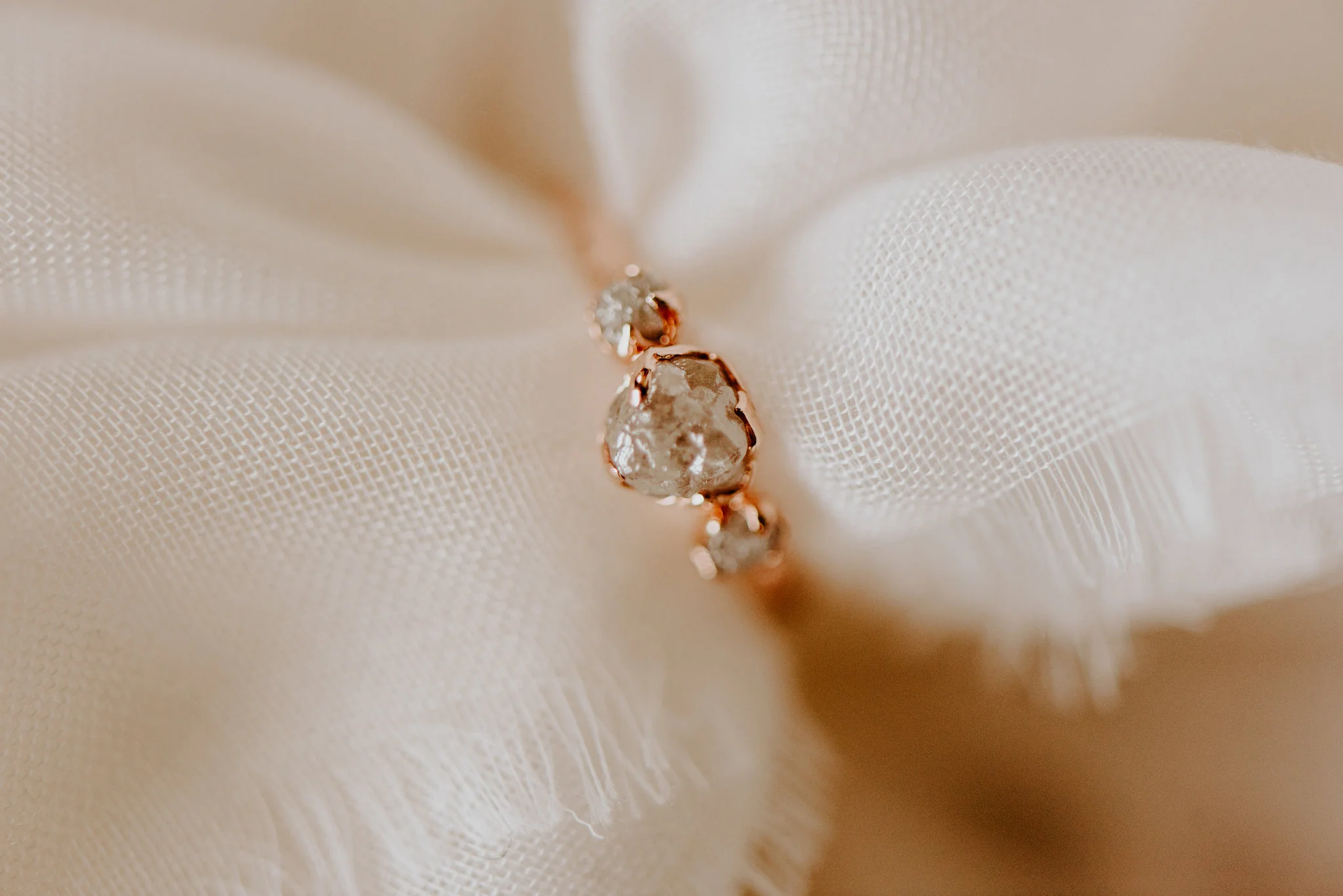 Raw Diamond and Gold Engagement Ring By Angeline