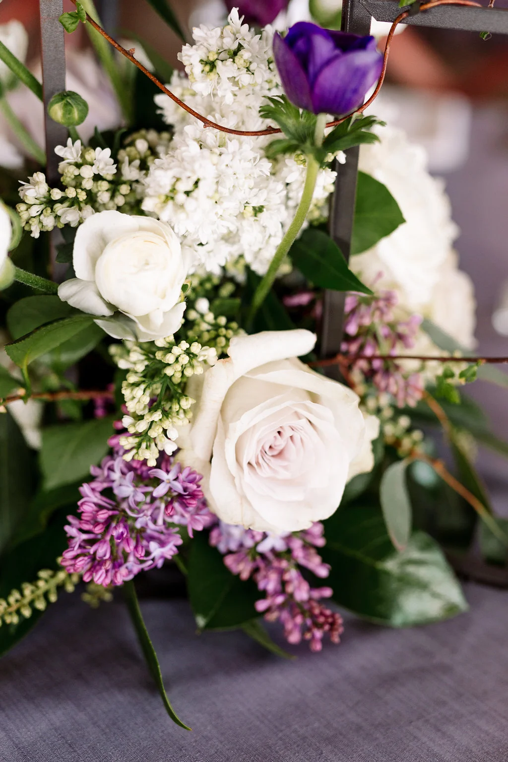 Purple and White Centerpieces