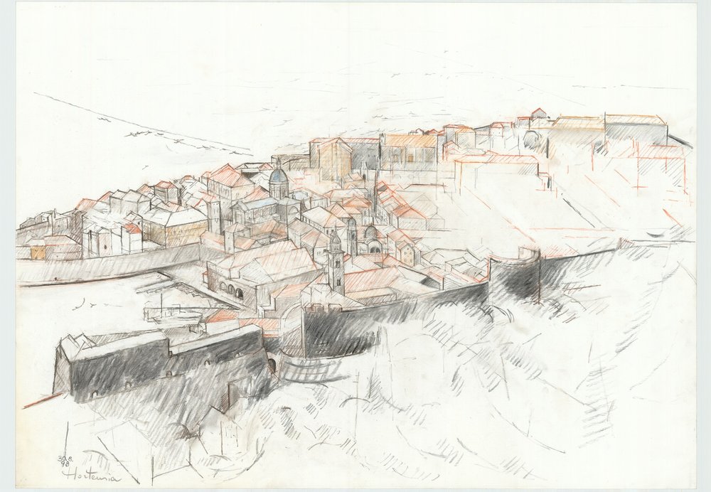 Dubrovnik, 1998. Rötel und Kohle, 51 x 72 cm