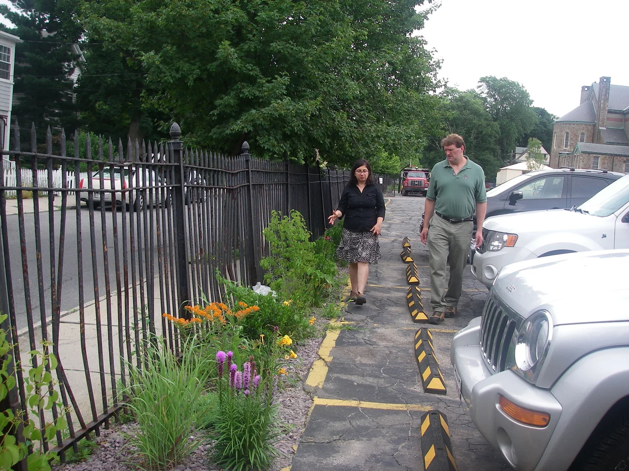 Everett Street Pilot - Rain Garden trench system treating runoff from parking lot