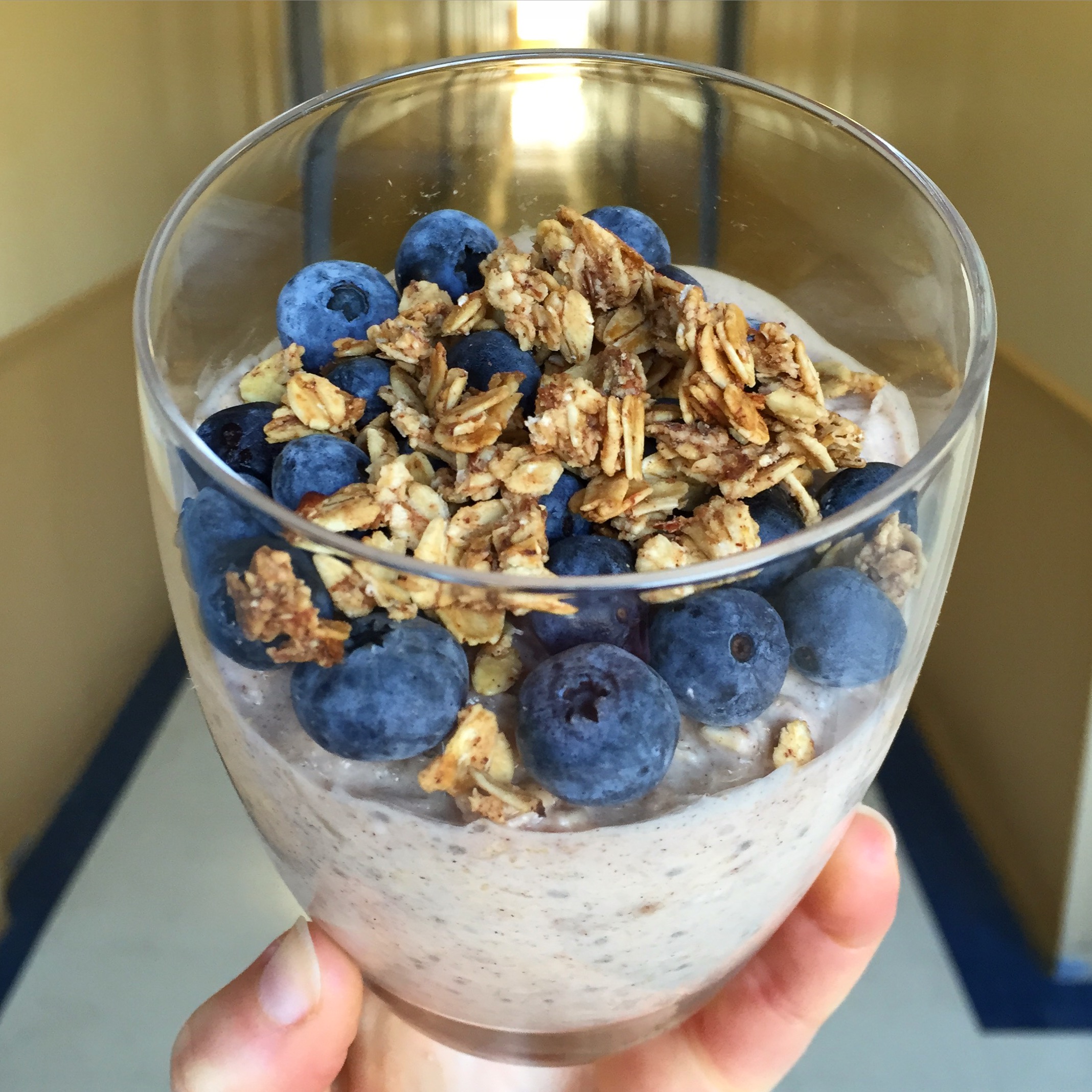 Yep, I'm the weird one who takes pictures of her breakfast in the dorm floor hallway. 