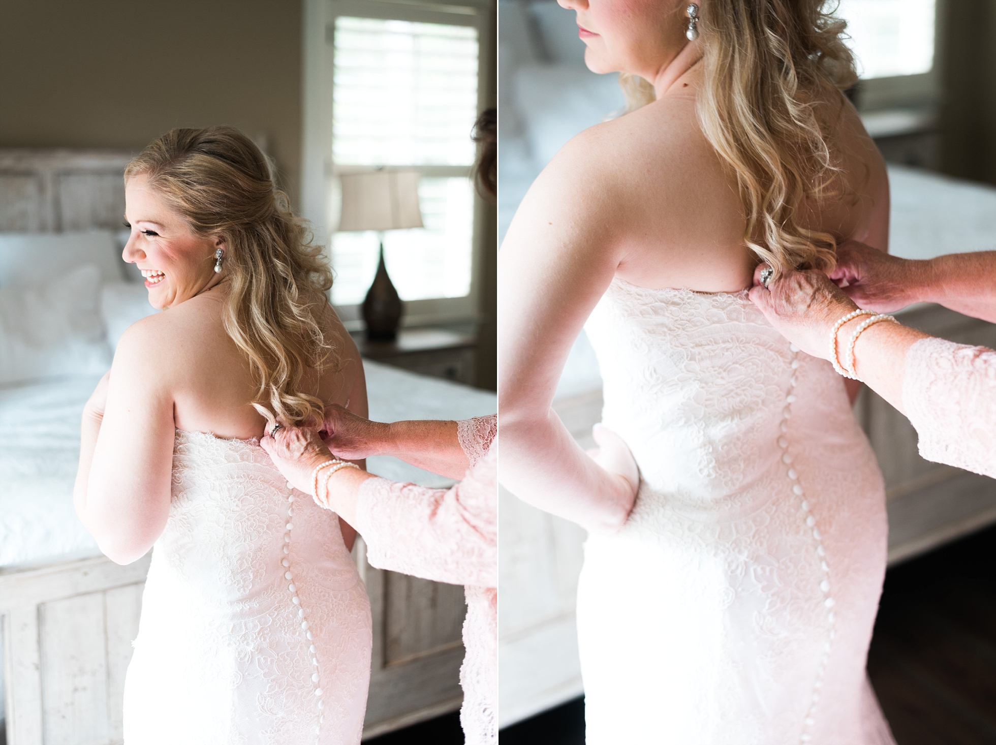 Bride getting in dress | Kyle & Erin | Scarbrough Wedding | Children's Harbor | Laura Wilkerson Photography