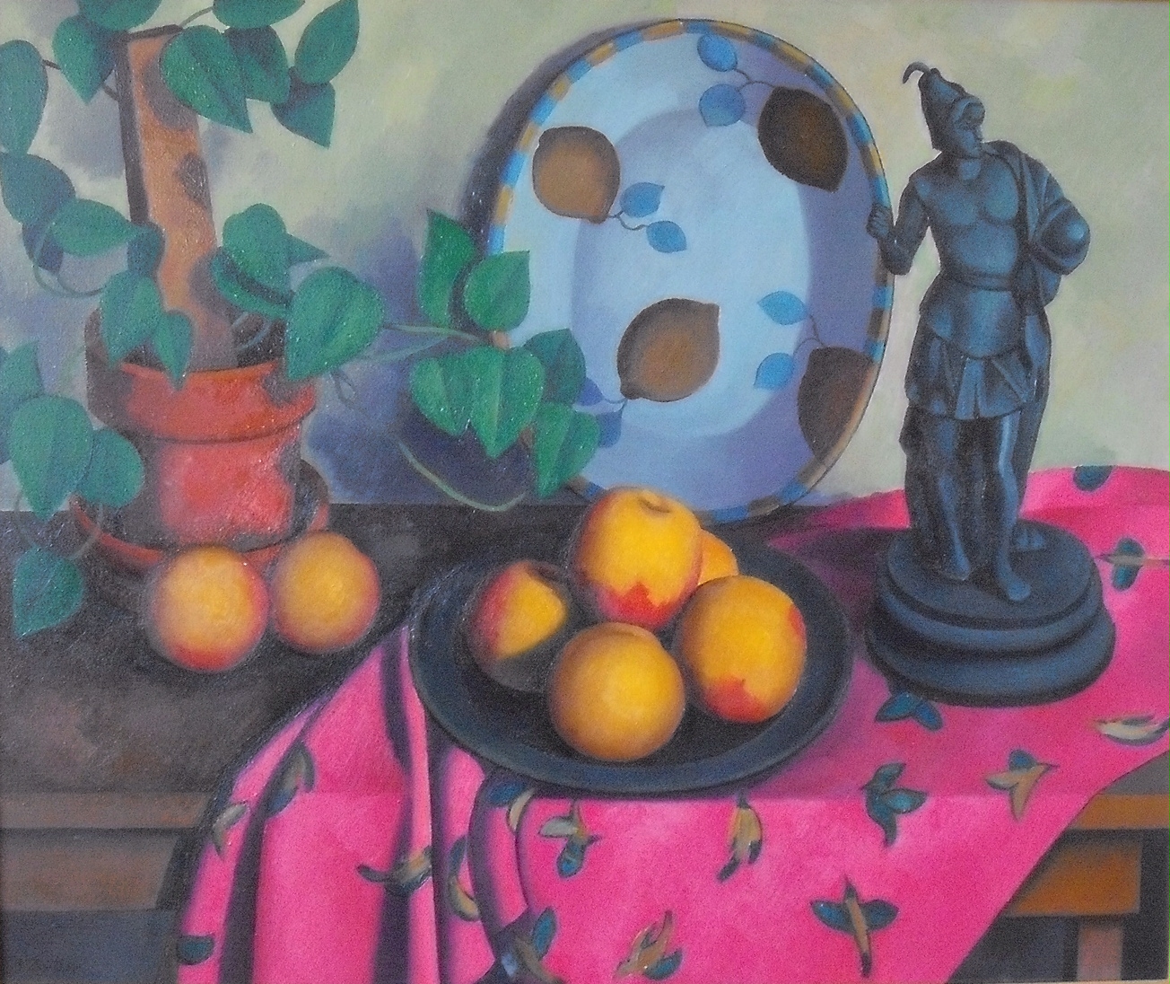 Still Life with Peaches and Figurine