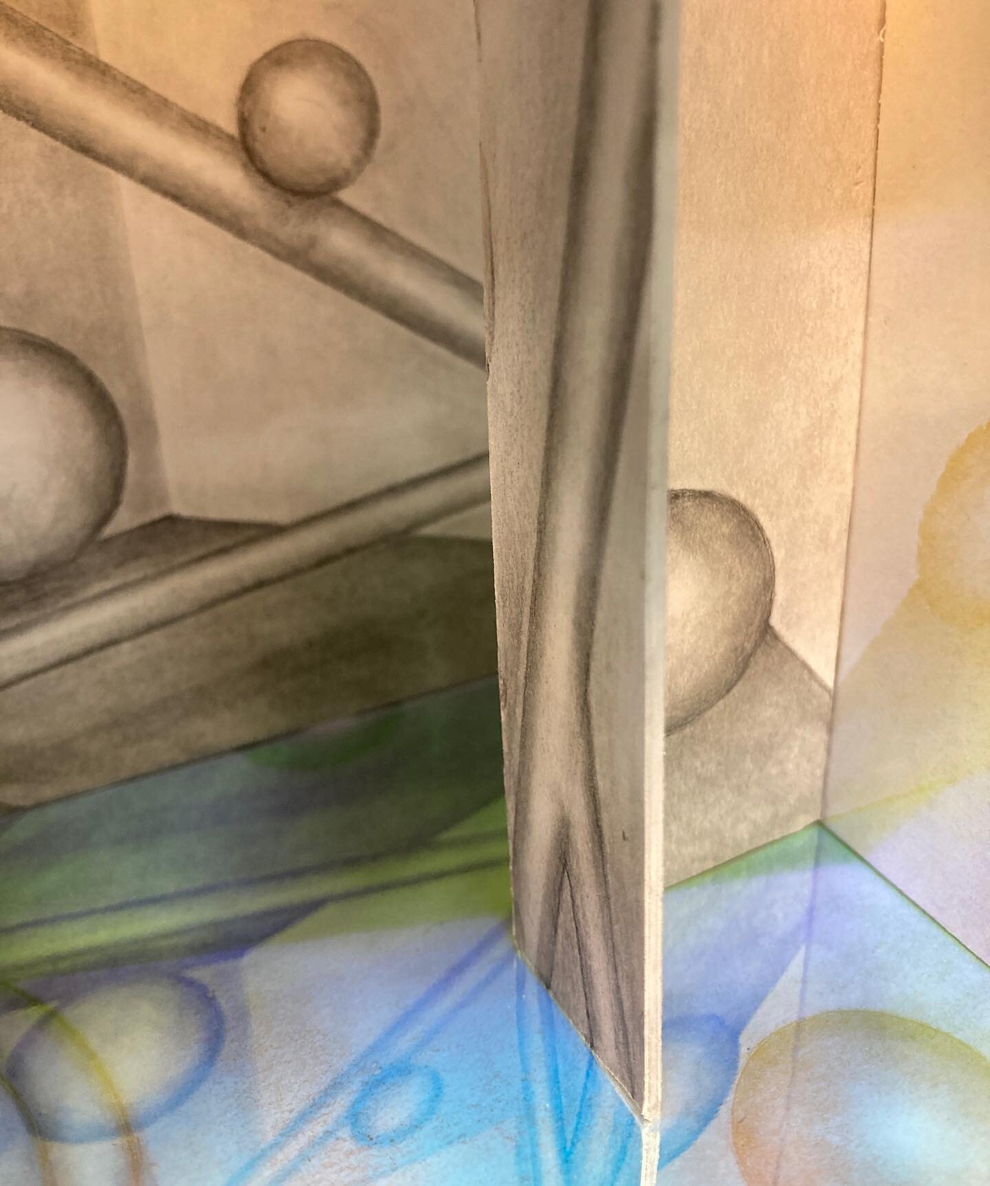 Another peek at some work in progress for Geometry Lessons, my solo exhibit @bostonsculptorsgallery opening June 14, thru July 16. 
#construction #deconstruction #colorandshape #geometryandart #platonicsolids  #geometrylessons #drawingillusions