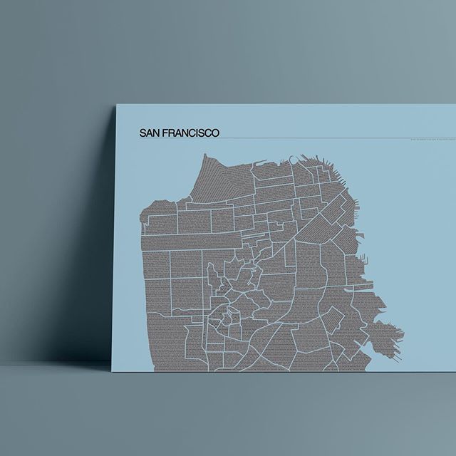 Excited about these! San Francisco Map of Quotes now finished and available online at 13&rdquo;x19&rdquo;, with each neighborhood crammed with juicy quotes, songs, and poetry throughout time // Free shipping on these and available in 4 different colo