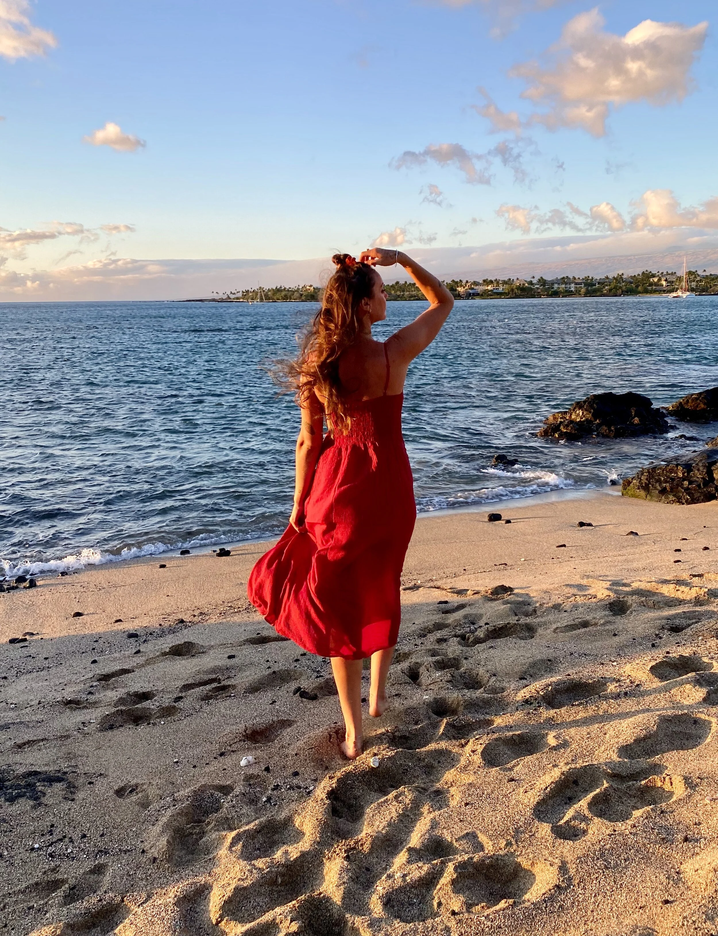 Mauka Dress in Maroon Back