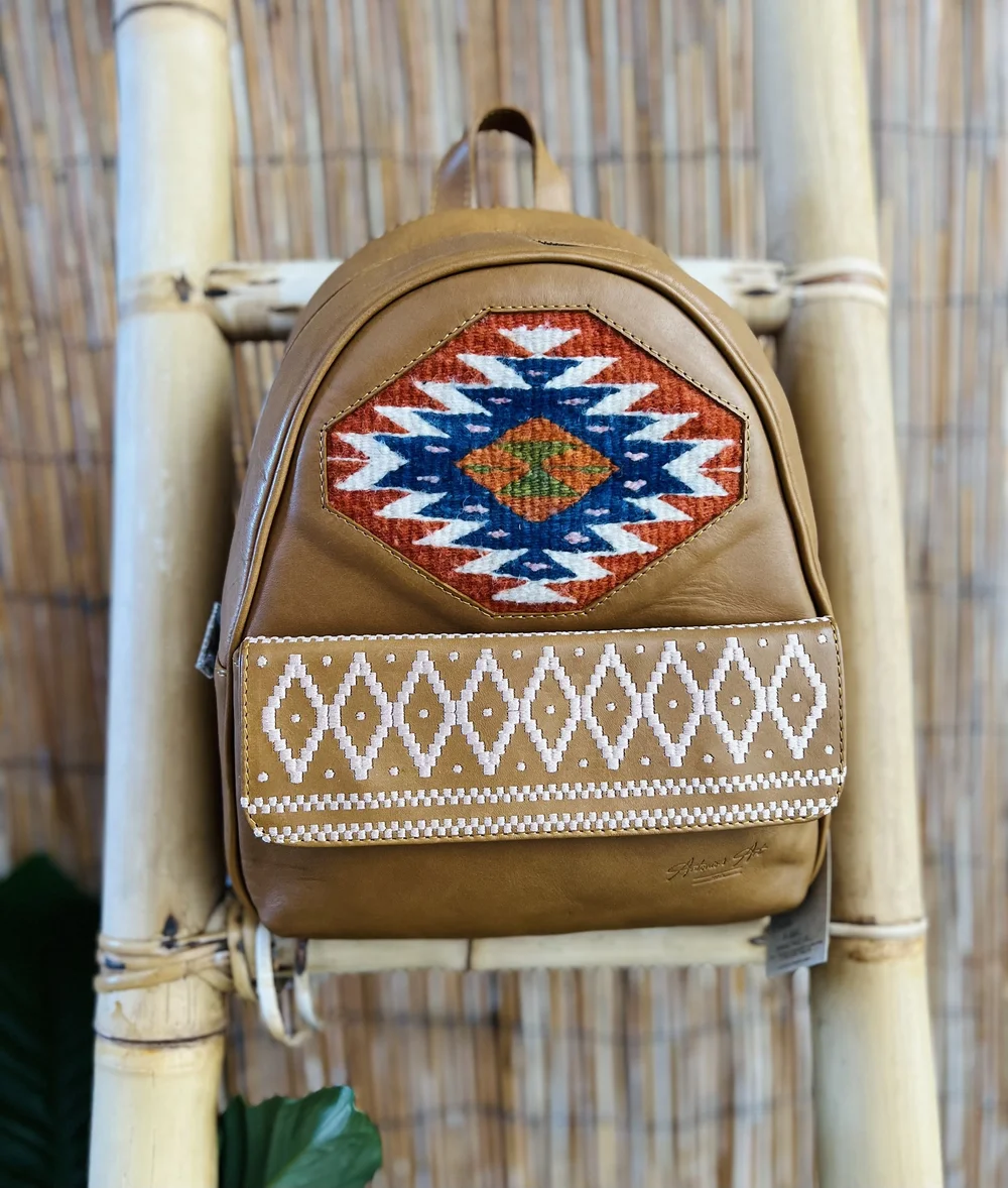 Handwoven Wool/Leather Mini Backpack — Perfect Harmony Hawaii